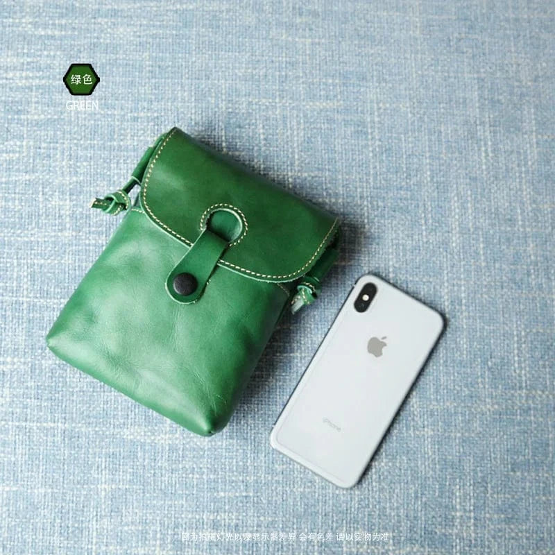 green Hot Selling Cute Small Genuine Leather Phone Sling Bag Casual Everyday Phone Bag Crossbody Bag For Women
