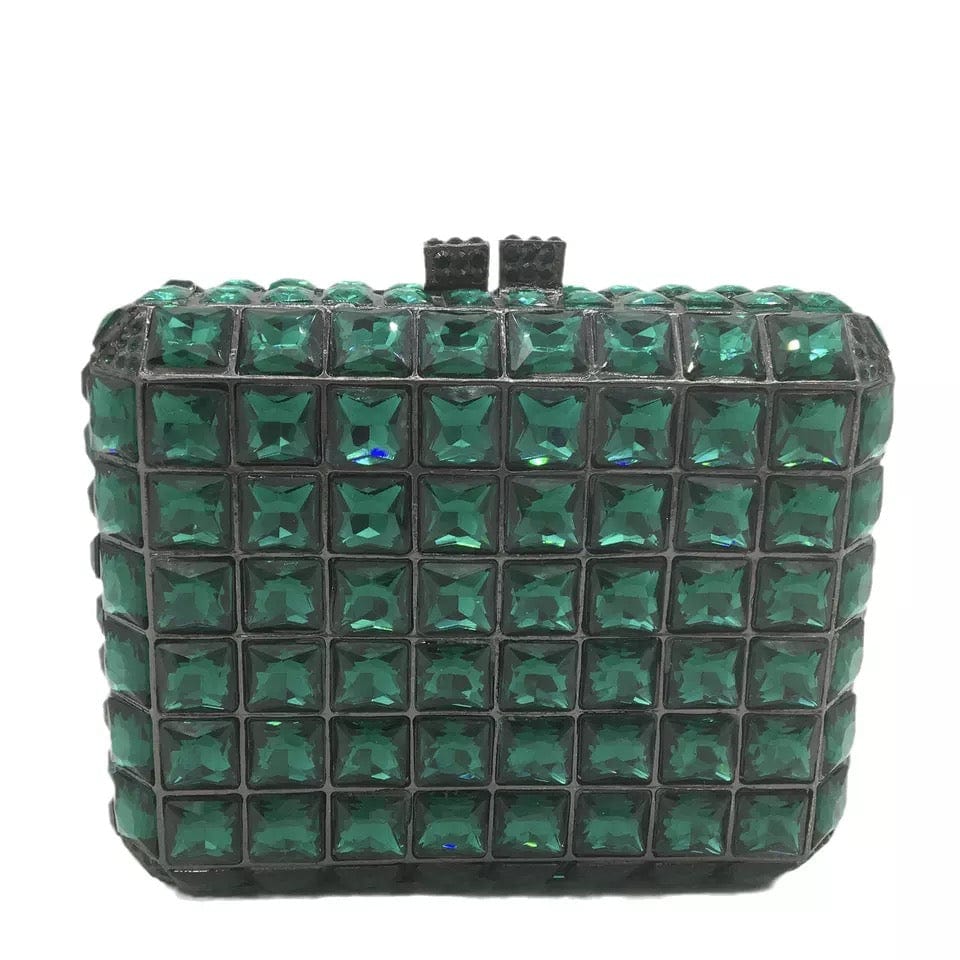 green Luxury Women Plaid Green Crystal Clutch Bags MINI Minaudiere Rhinestone Purses Wedding Evening Bag Party Diamond Dinner Handbags