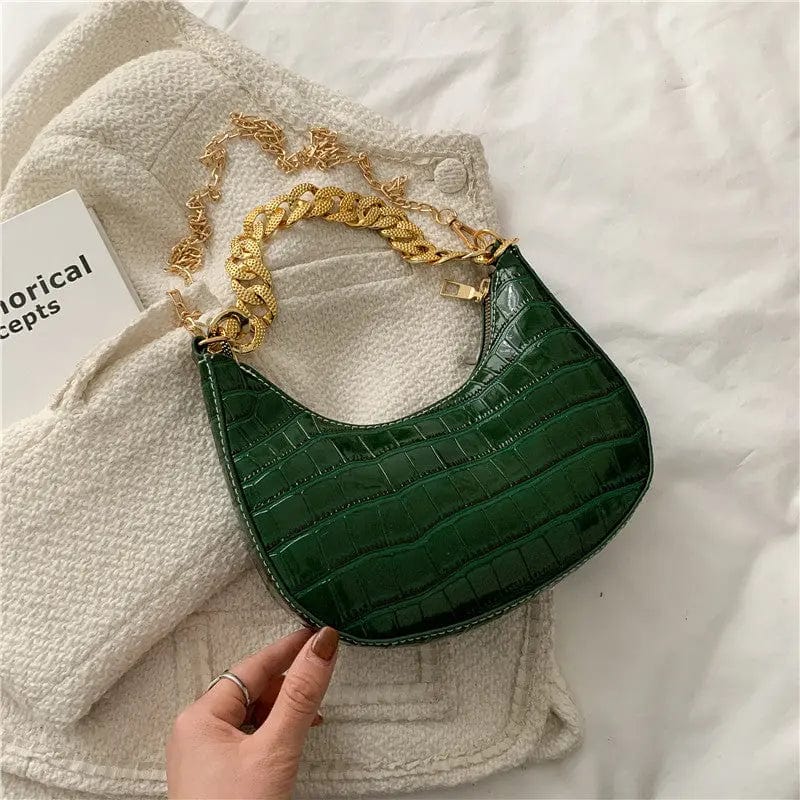 green M453 Brand Designer Crocodile Pattern Women's Crossbody Bag Fashion Chain Messenger Bag Small Hobos Lady Shoulder Bag