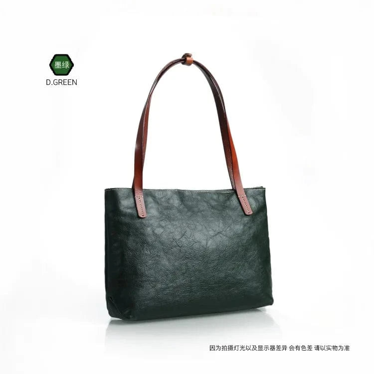 green New Arrivals Custom Vintage Tote Bags High Quality Genuine Leather Women's Tote Bag