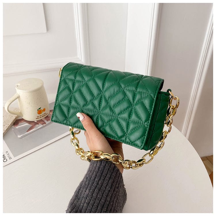 green New Korean version 2022 fashion quilted designer leather purse simple girl chain shoulder armpit bag