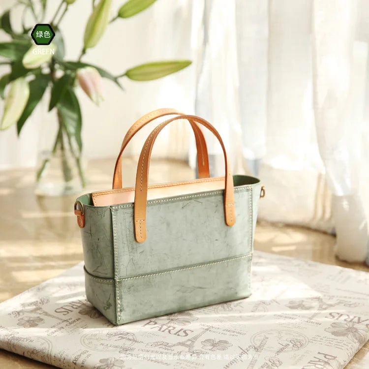 green New Wholesale Hand-made Messenger Bag Vintage Genuine Cowhide Leather Messenger Bag For Women