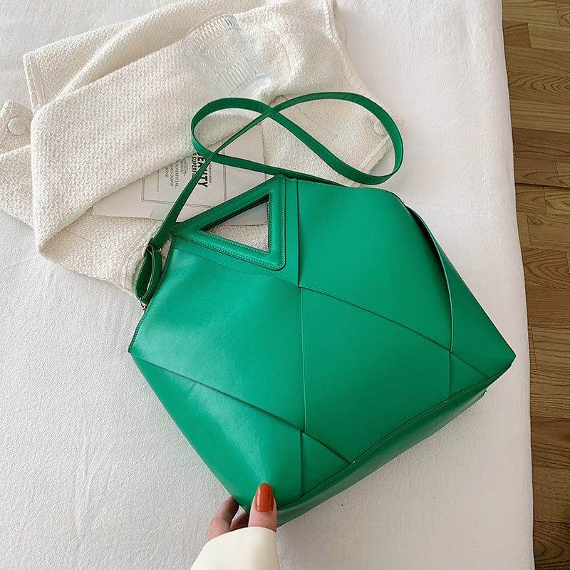 green Pu Leather New Fashion Ladies Shoulder Bags Weave Tote Bag Luxury Purses and Handbags Luxury Women 2022