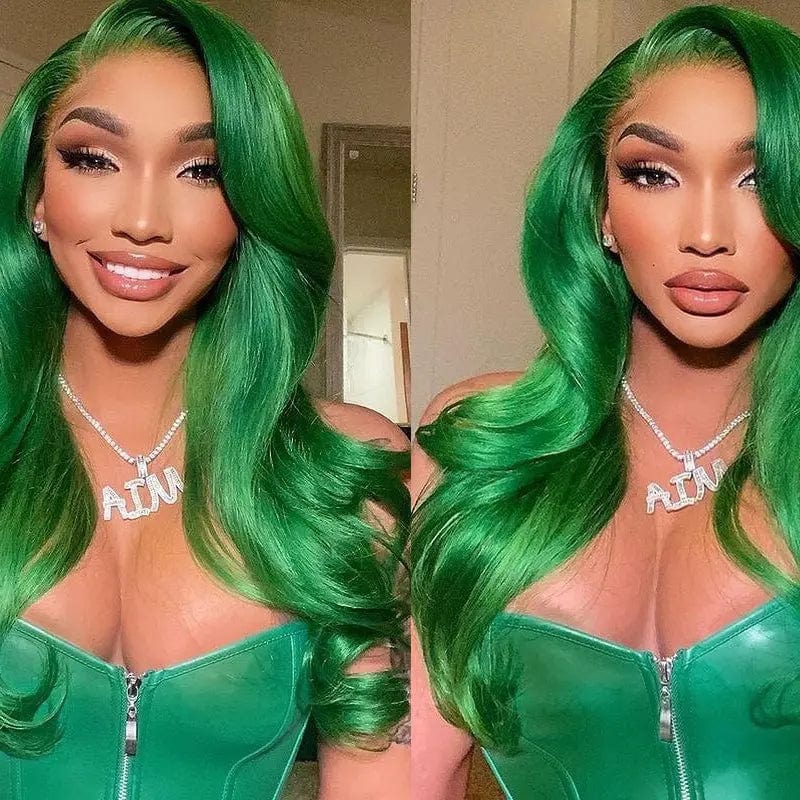 Green Rose Red Blue Colored 13x4 Lace Front Wigs with Baby Hair Body Wave Peruvian Human Hair Wig Remy Hair Straight For Women