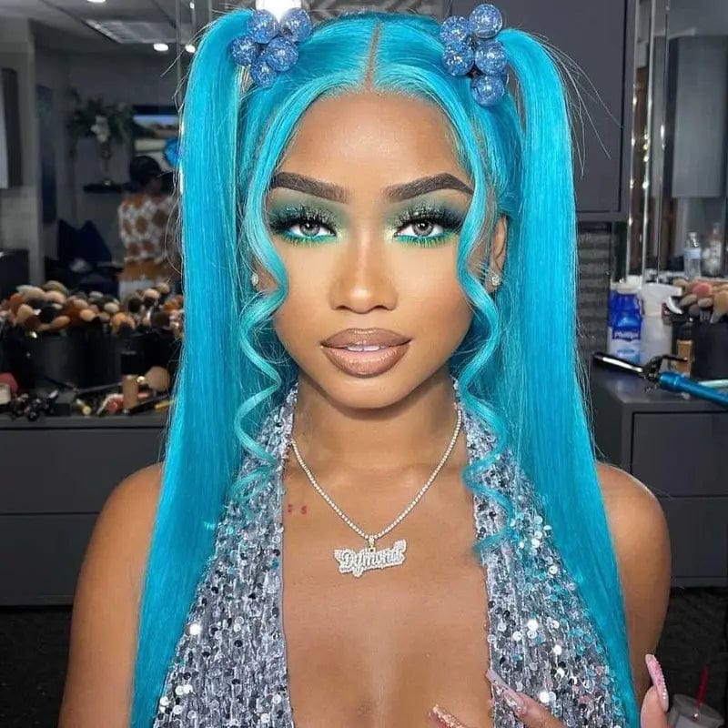 Green Rose Red Blue Colored 13x4 Lace Front Wigs with Baby Hair Body Wave Peruvian Human Hair Wig Remy Hair Straight For Women