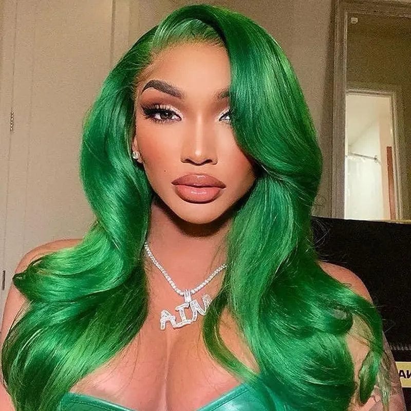 Green Rose Red Blue Colored 13x4 Lace Front Wigs with Baby Hair Body Wave Peruvian Human Hair Wig Remy Hair Straight For Women