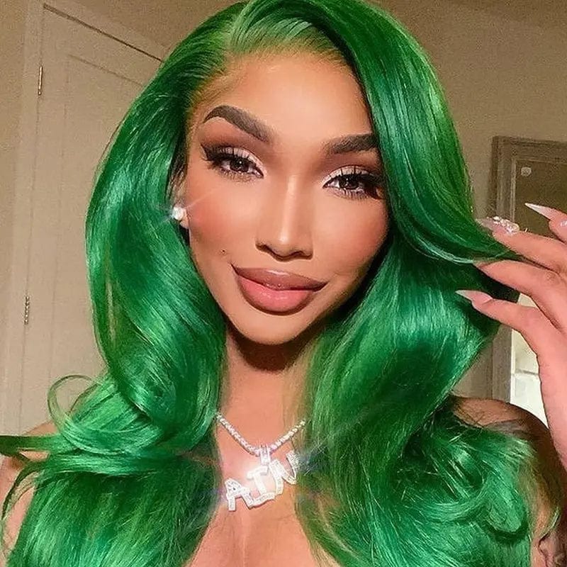 Green Rose Red Blue Colored 13x4 Lace Front Wigs with Baby Hair Body Wave Peruvian Human Hair Wig Remy Hair Straight For Women