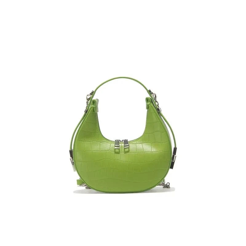 green Summer fashion no label handbags crocodile PU pink crossbody bag hot selling custom half moon handbags