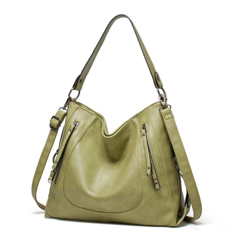 green Vintage Three Way Handbags for Women Medium Designer Ladies Hobo bag Bucket Purse Faux Leather Lakin Handbag