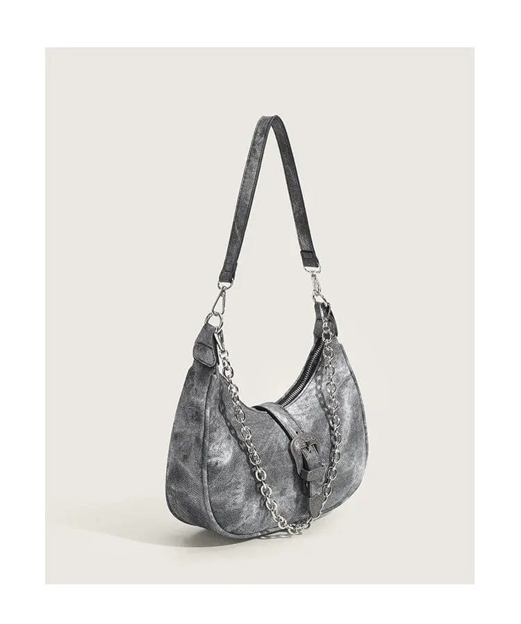 Grey BUSY GIRL SH1001 Crescent purse vintage shoulder bag ladies hip hop underarm bag chain handbags