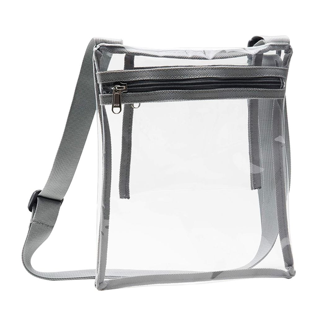 Grey Clear Cross Body Purse Clear PVC Tote Bag With Inner Pocket And Adjustable Strap For NFL Stadium
