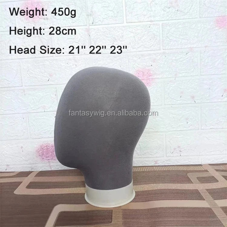 Grey In Stock Wholesale 21" 22" 23" Custom Color Female Male Velvet 3d Mannequin Head for Wig Display
