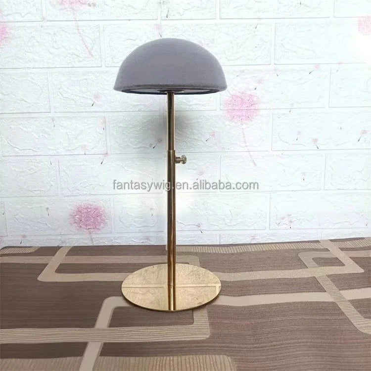 Grey mannequin + golden stand Custom Bald Mannequin Head Wig Jewellery Stand Velvet Head Mannequin for Hairdressers Storage