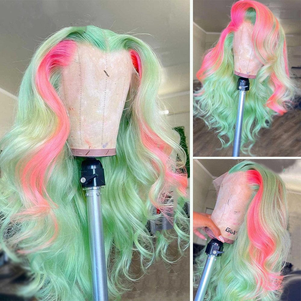 Grey Pink Color Loose Wave Human Hair Cuticle Aligned Hair Lace Front Wigs For Black Women