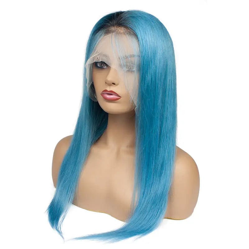 Guarantee hair straight lace frontal color wig 1B/blue Brazilian full cuticle hair wholesale virgin Hair lace frontal good price