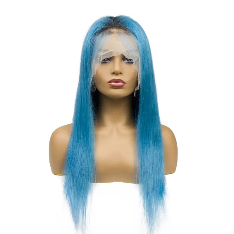 Guarantee hair straight lace frontal color wig 1B/blue Brazilian full cuticle hair wholesale virgin Hair lace frontal good price