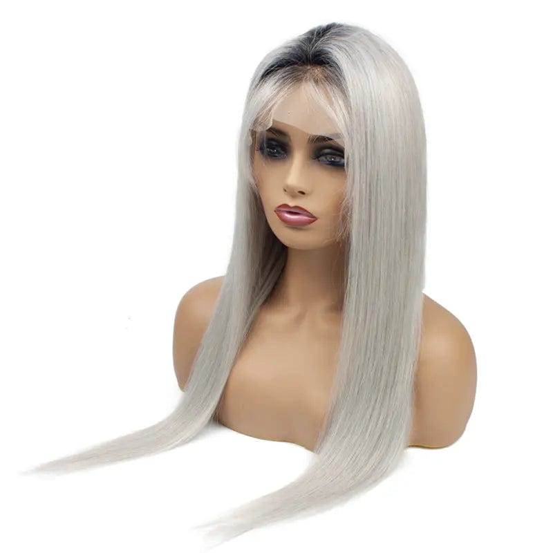 Guarantee hair straight lace frontal color wig 1B/gray Brazilian full cuticle hair wholesale virgin Hair lace frontal good price