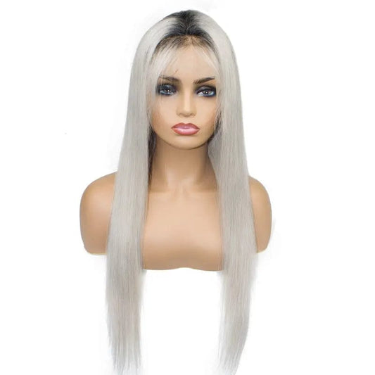 Guarantee hair straight lace frontal color wig 1B/gray Brazilian full cuticle hair wholesale virgin Hair lace frontal good price