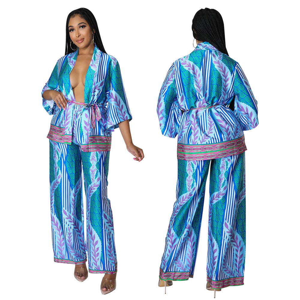 GX0129 Fashion satin elegant leisure wear half sleeve cardigan top and wide leg pant 2 two piece matching suit women street wear