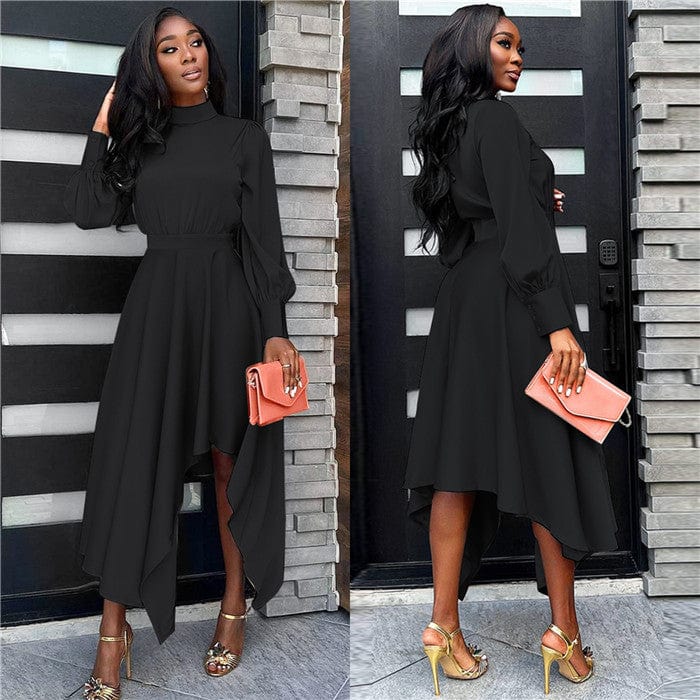 H5521-2023 new arrivals long sleeve dresses lady casual fall irregular midi office dress
