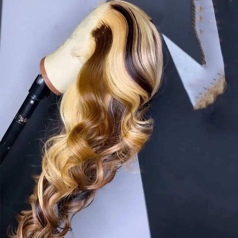 Hair Color Texture Customized Long 40 Inches Honey Brown Highlight Cuticle Aligned Hair HD Lace Front Wigs