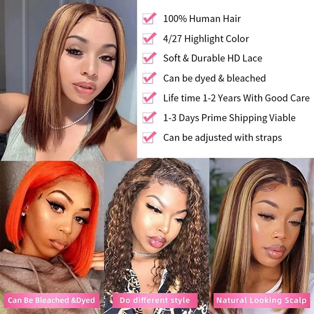 Hair Wigs For Black Women Highlight Lace Front Human Hair Wig Glueless Full Lace Brazilian Human Hair Wig