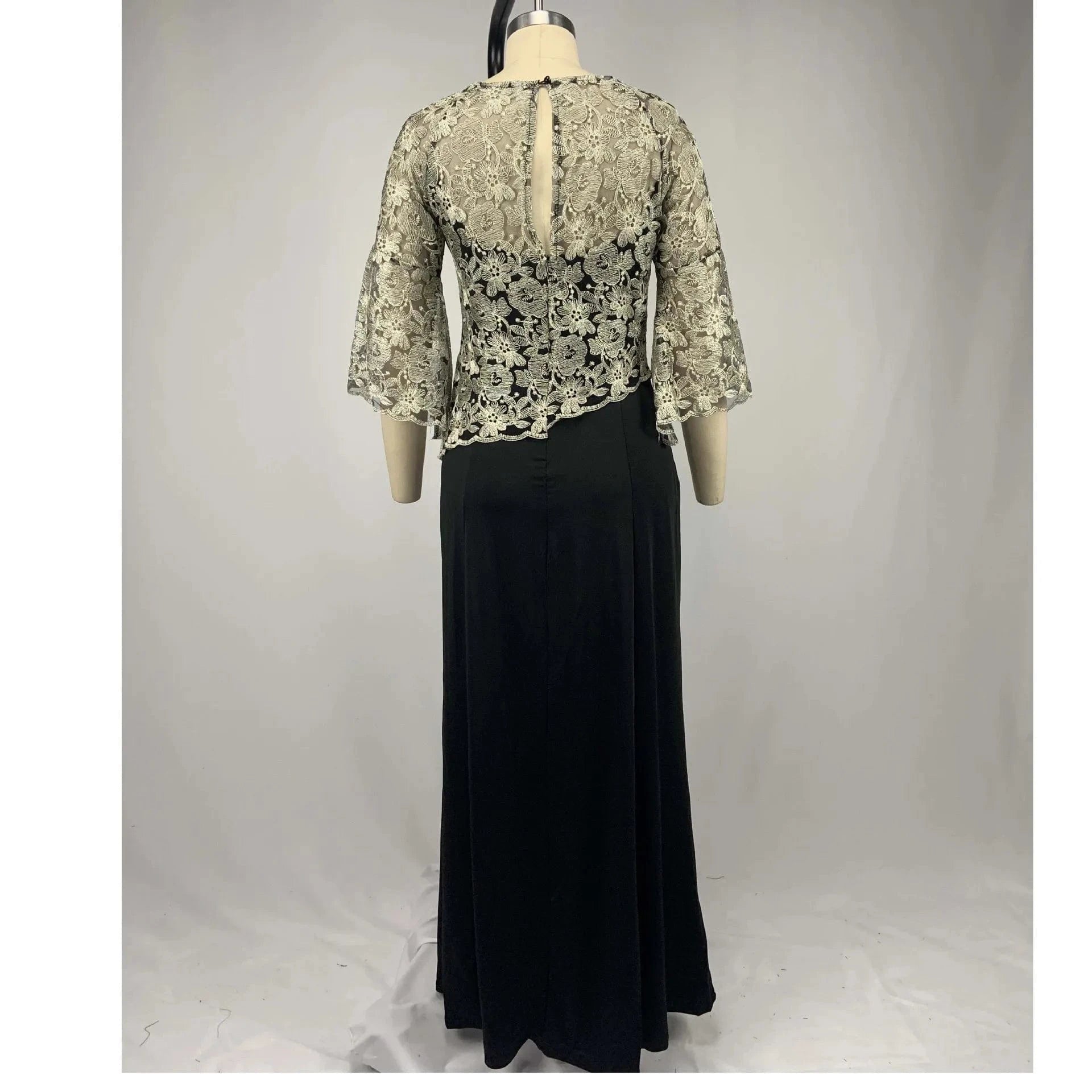 Half Flare Sleeves V Neck Elegant Lace Plus Size Women Mermaid Dresses