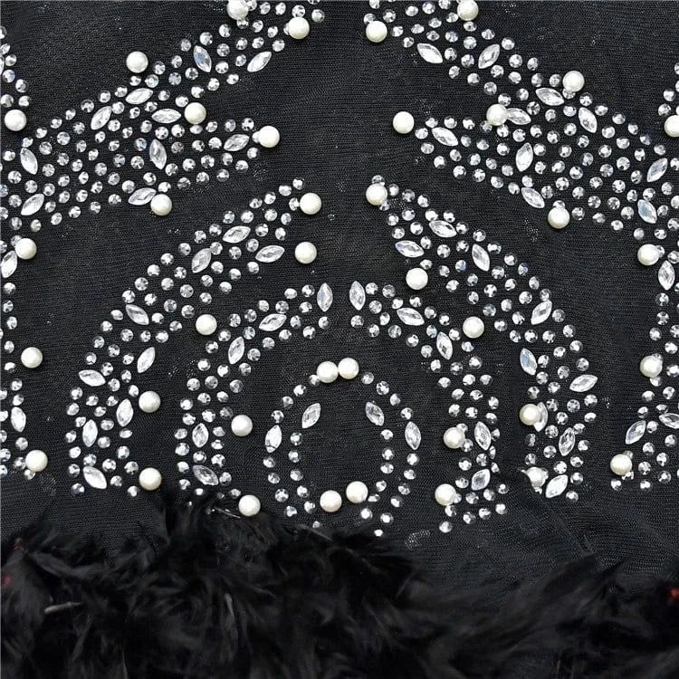 Halter Neck Crystal Mesh Romper Dress Glam Feather Patchwork Rhinestone Bodysuits Jumpsuits