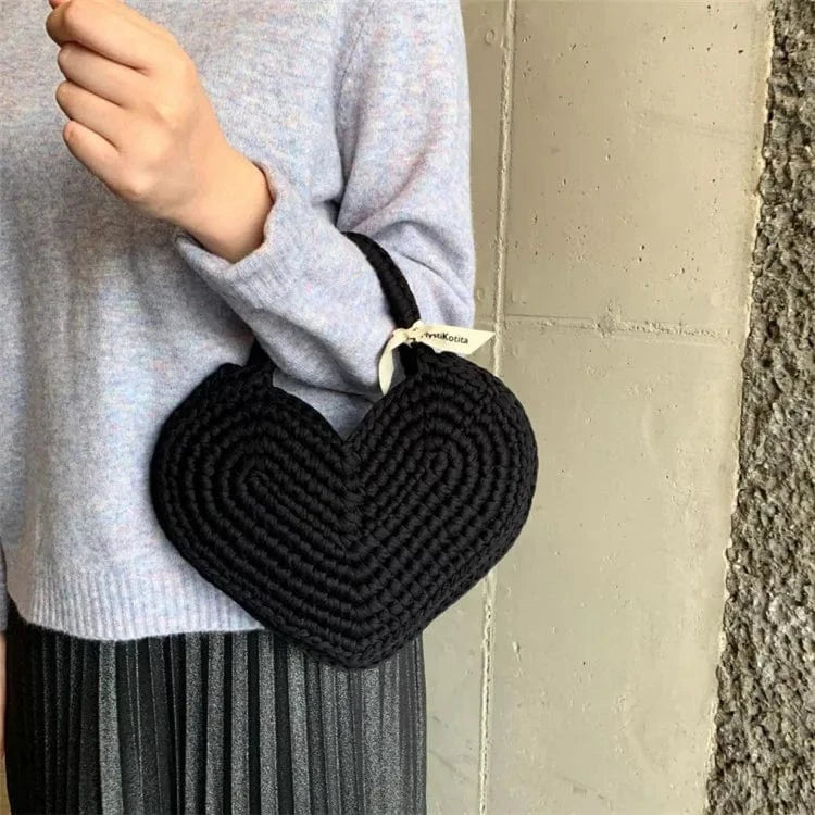 Hand Bag Luxury Women 2024 Hand-woven Heart Shaped Messenger Bags Small Purses Clutch Evening Bag