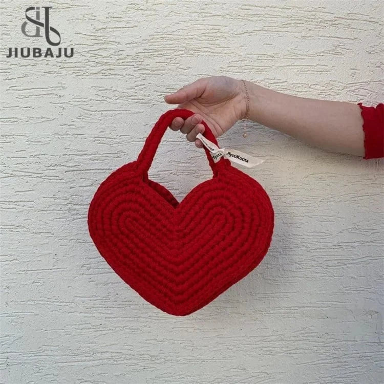 Hand Bag Luxury Women 2024 Hand-woven Heart Shaped Messenger Bags Small Purses Clutch Evening Bag