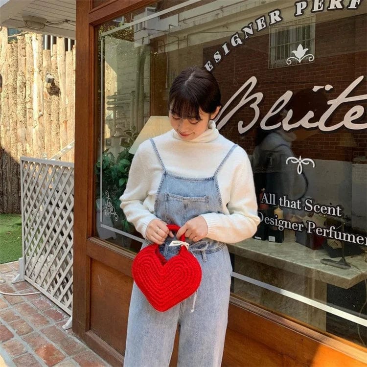 Hand Bag Luxury Women 2024 Hand-woven Heart Shaped Messenger Bags Small Purses Clutch Evening Bag