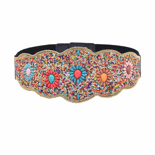 Handmade Bohemian Multi colors Resin Beads Statement Belly Waist Body Chain Dress Belt Waistbands Ethnic Jewelry