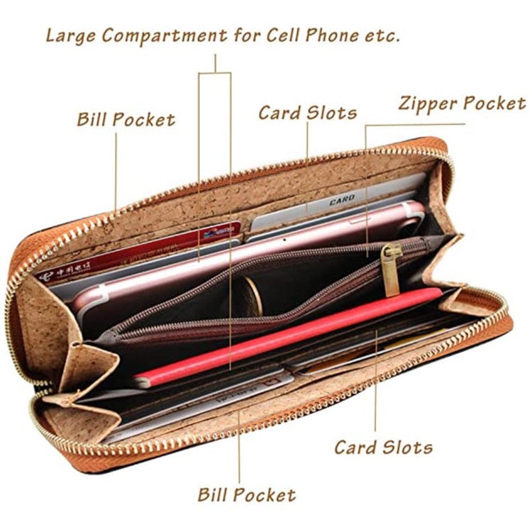 Handmade New Trending Eco-friendly Small MOQ Cork Cardholder RFID Ladies Wallet Purse with Strap and Coin Pocket