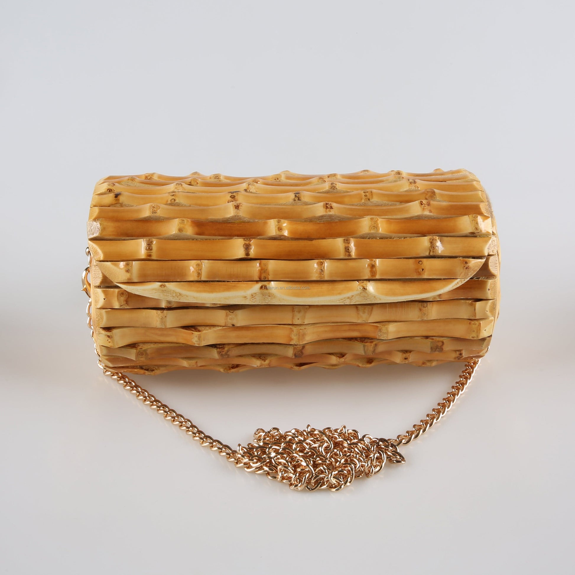 Handmade Unique Natural Bamboo Root Small Round Circular Purse Handbag Shoulder Phone Bag Bucket Cylinder Barrel Crossbody Bag