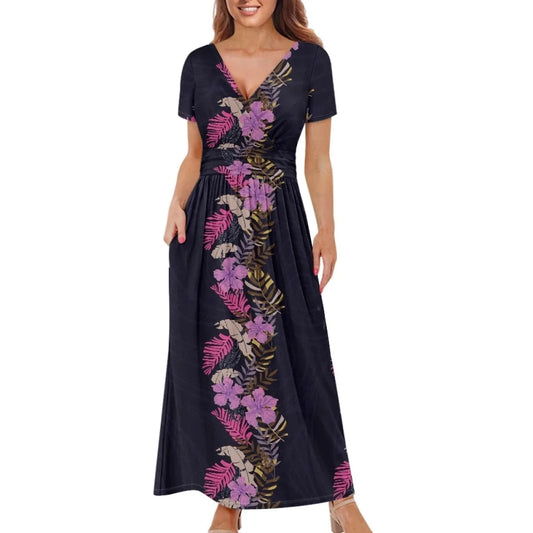 Hawaiian Girls Short Sleeve Plus Size Maxi Dress Polynesian Printing Loose Casual Summer Women's Dresses for Special Occasions