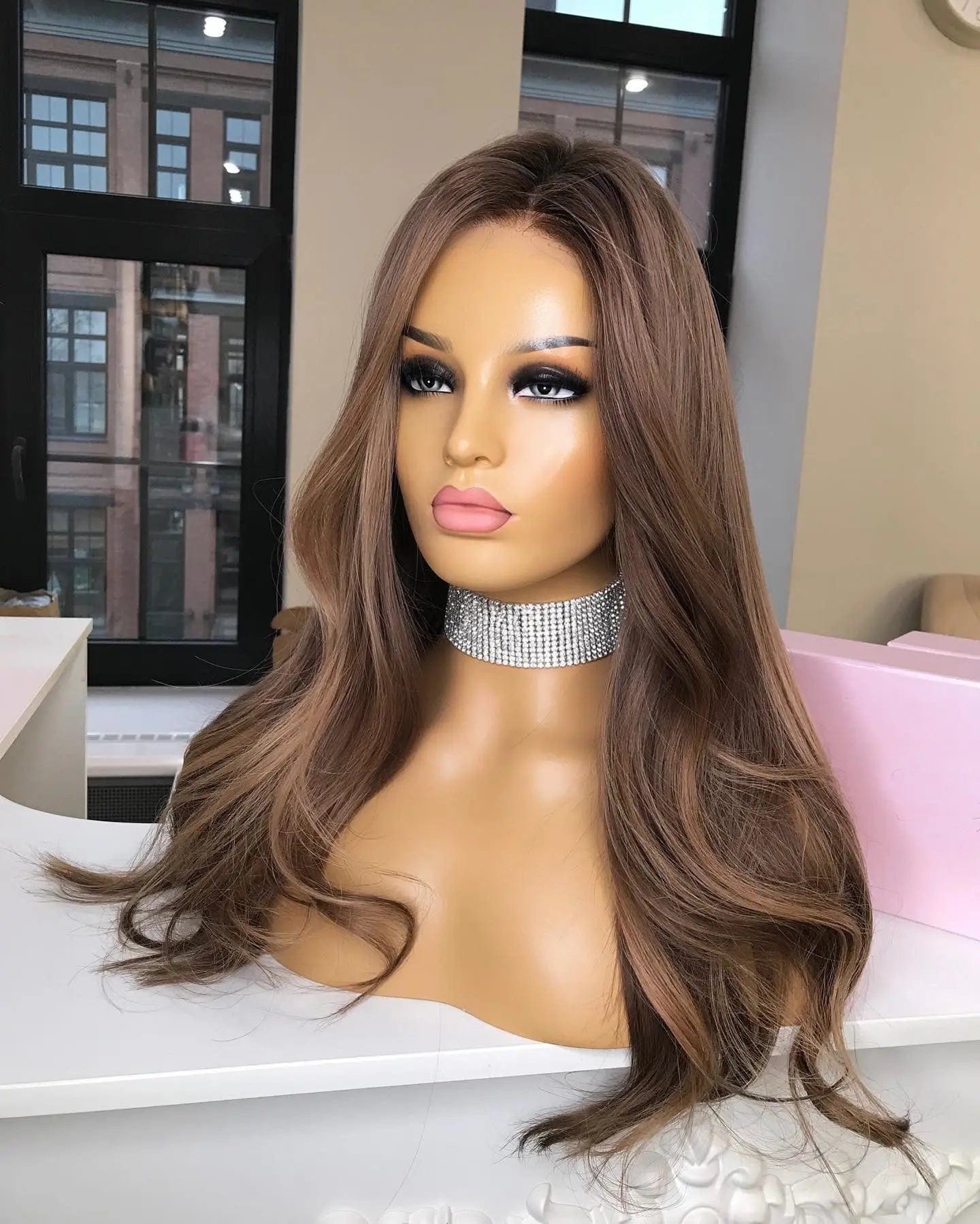 HD Lace Highlight Ash Brown Blonde Color Water Wave Virgin Cuticle Aligned European Human Hair Lace Frontal Wigs