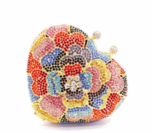 Heart Shaped Handbag Crystal Gown Rhinestone Purses Dress Banquet Stone Clutch Purse Frame Bag Evening Bags for Women Luxury