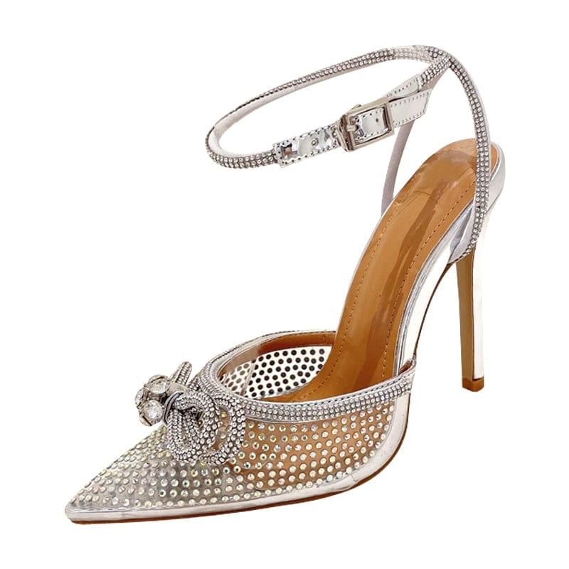 Heavy-duty 2022 new rhinestone craft pointed high-heeled sandals bow new high-heeled shoes