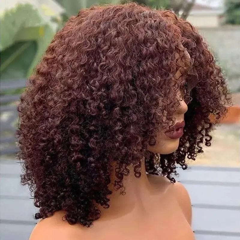 High Density Wig Cuticle Aligned Brown Color Deep Curly Full Virgin Human Hair Pre Plucked Lace Front Wigs
