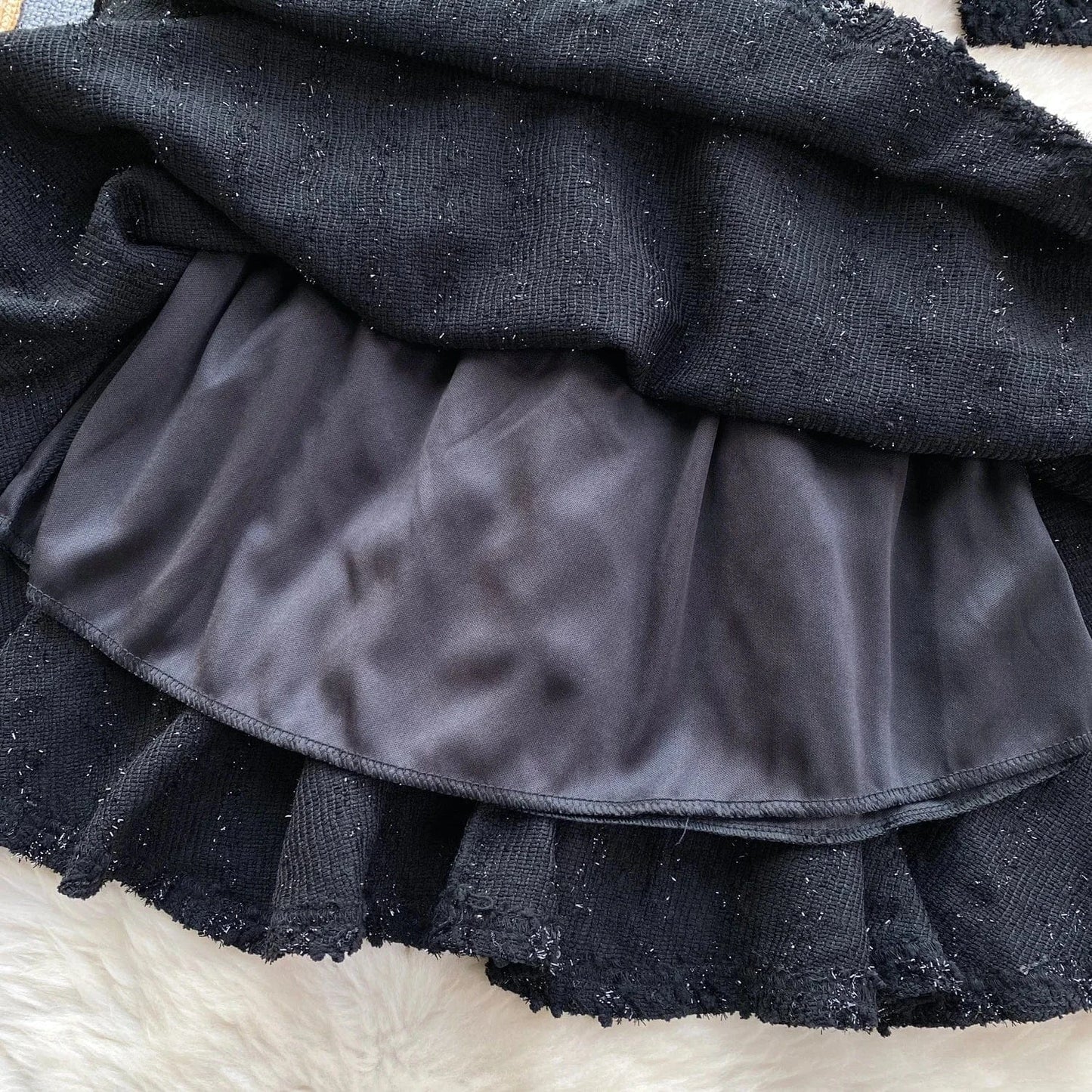 High-End Bright Silk Slim Short Pommel Skirt Bow Little Black Dress Female Temperament Dress