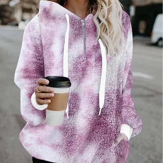High Quality Custom Women's Cool Pullover Hoodie Digital Gradient Print Knitted Autumn-Winter Sweater Anti-Pilling Plus Size