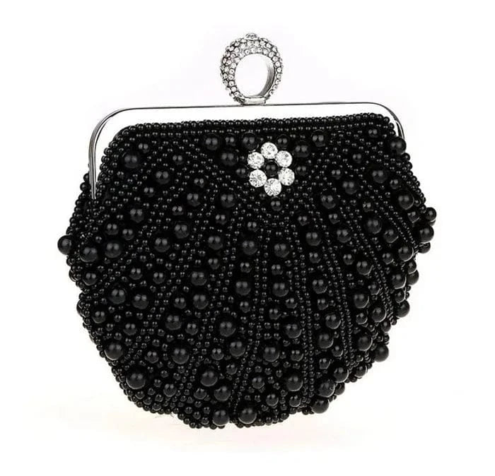 High quality fashion ring pearl shell evening party purse clutch bag
