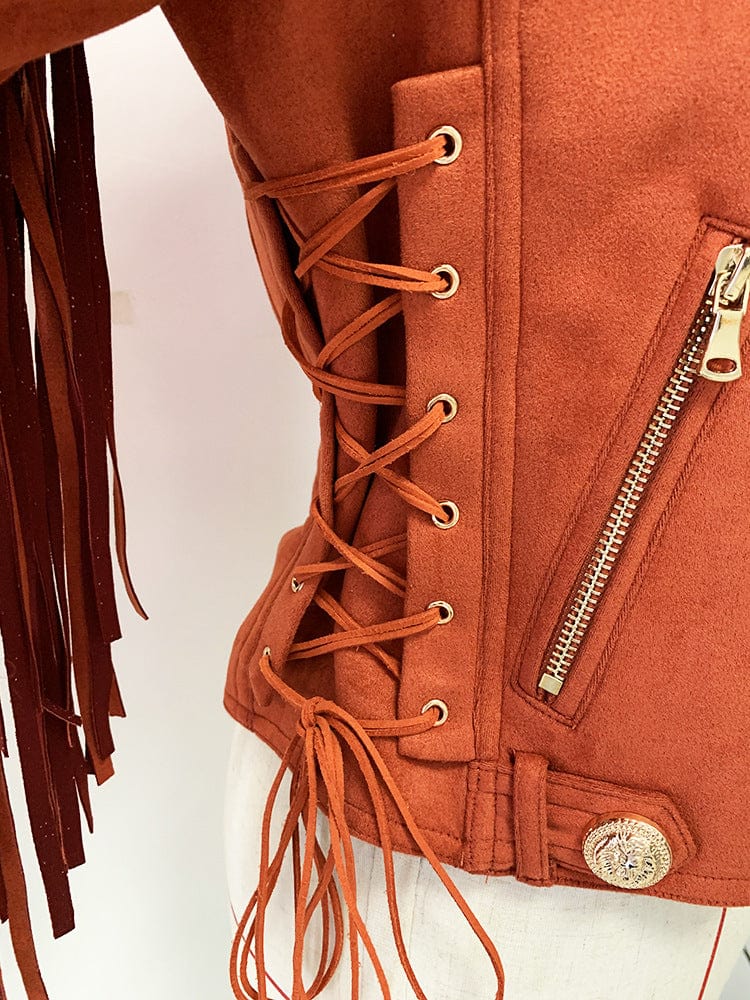 High quality fashion solid color women's riding jacket flow women suede jacket motorcycle jacket