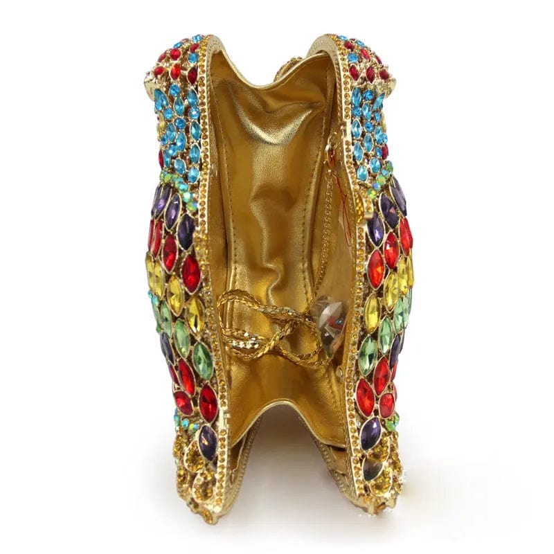 High Quality  Handmade Crystal Rhinestone Bridal Clutches Evening Bag Party Diamond Animal Bird  Beaded Clutch Handbag
