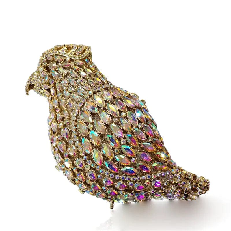 High Quality  Handmade Crystal Rhinestone Bridal Clutches Evening Bag Party Diamond Animal Bird  Beaded Clutch Handbag