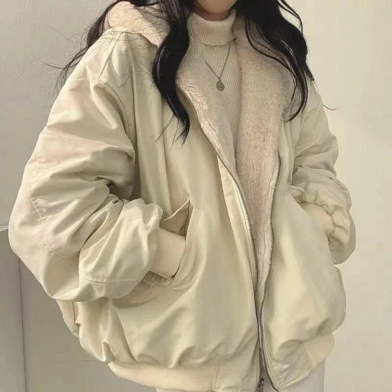 High Quality New Fashion Warm Hooded Jacket Thickened Double-sided Women's Clothing Winter 2024