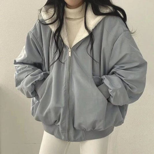 High Quality New Fashion Warm Hooded Jacket Thickened Double-sided Women's Clothing Winter 2024
