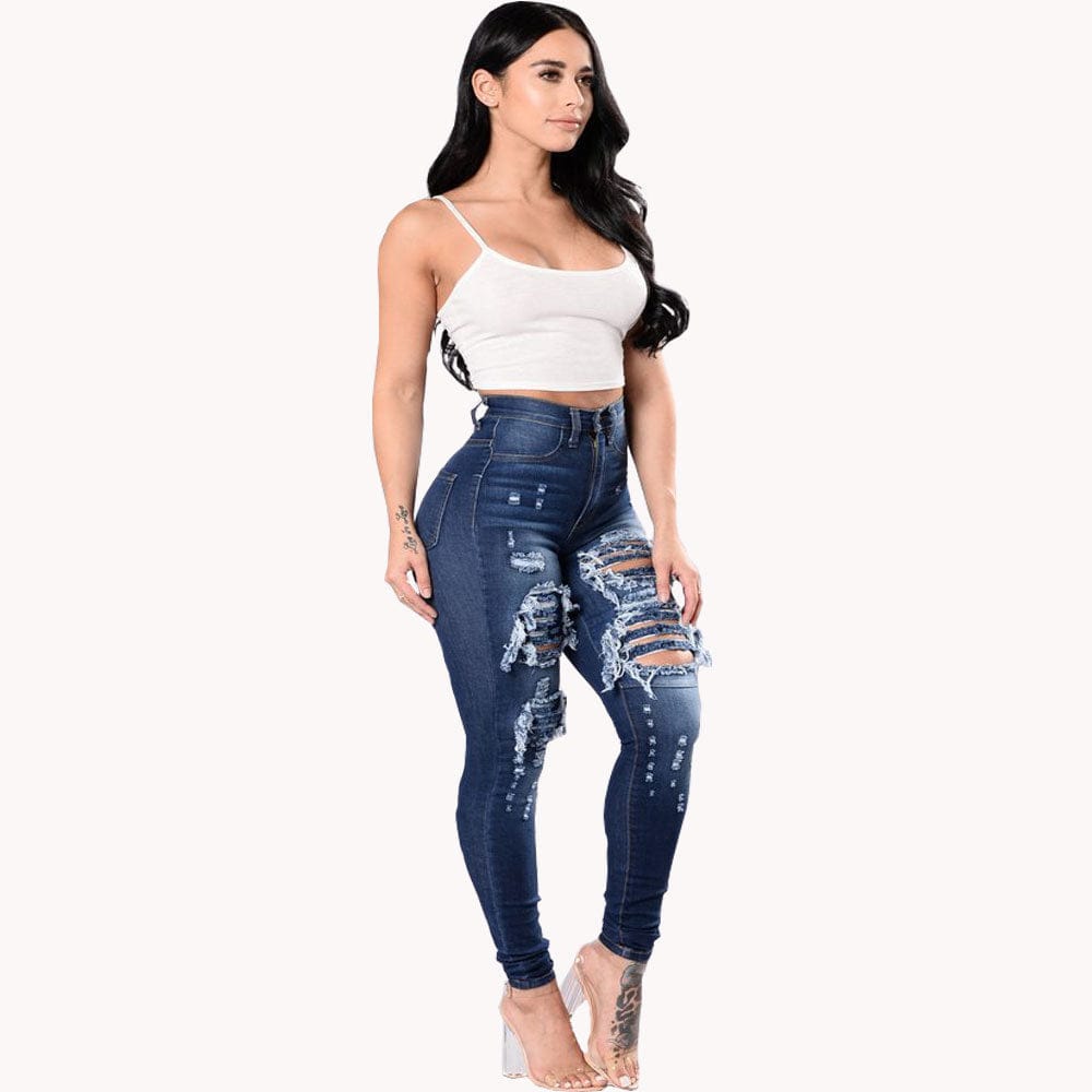 High-quality products plus size summer jeans for women ripped jeans women pants plus size