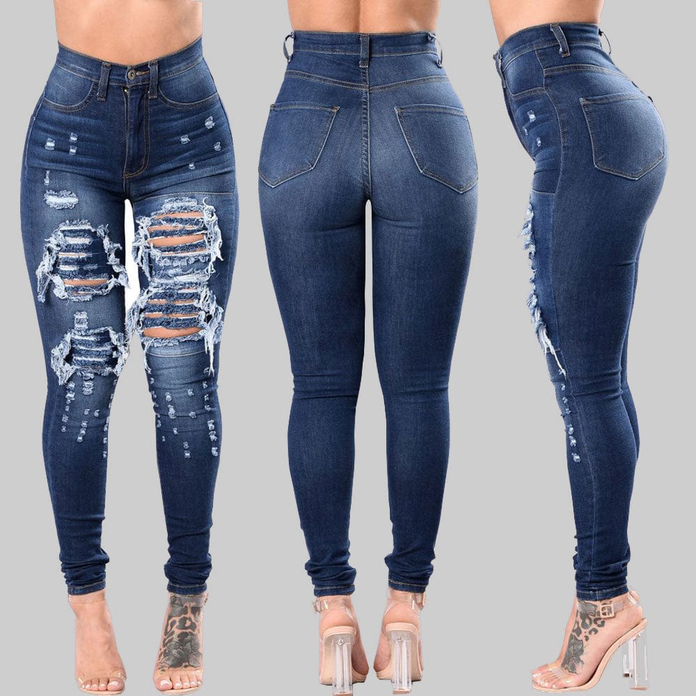 High-quality products plus size summer jeans for women ripped jeans women pants plus size