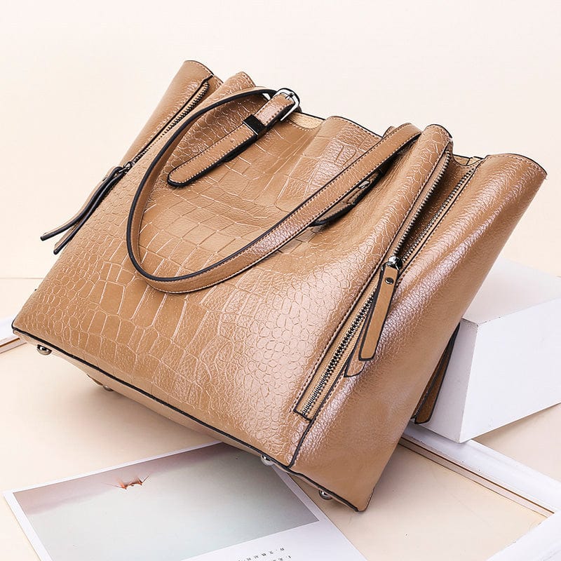 high quality pu tote bags women large shoulder vintage bag embossed crocodile pattern ladies leather tote bags